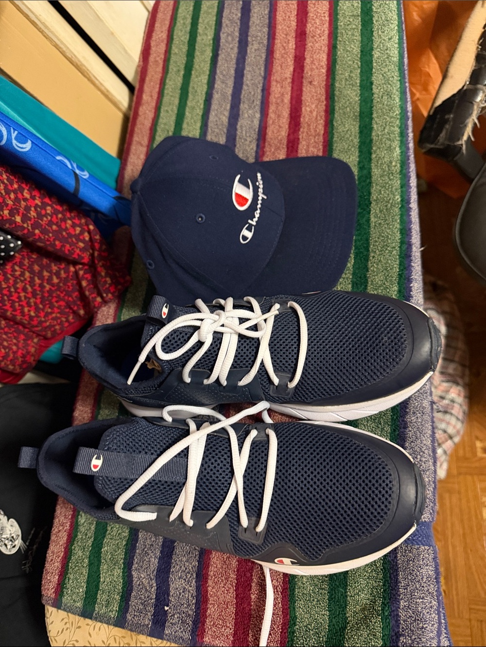 Champion Navy Athletic Sneakers with Navy Logo Cap